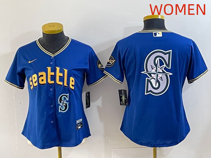 Women 2025 Seattle Mariners Blank Blue City Edition Nike MLB Jersey style 10->women mlb jersey->Women Jersey